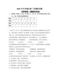 2025年湖南省娄底市涟源市中考三模道德与法治•历史试题（中考模拟）