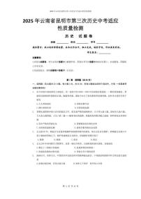 2025年云南省昆明市第三次历史中考适应性质量检测试题（中考模拟）