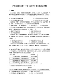 广东省湛江市第一中学2025年中考三模历史试题（解析版）
