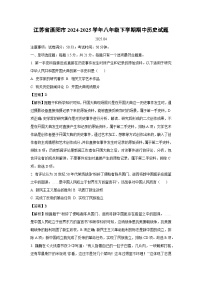 江苏省溧阳市2024-2025学年八年级下学期期中历史试卷（解析版）