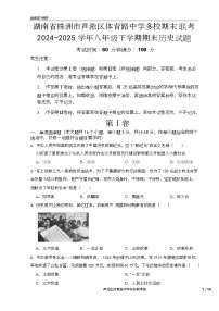 湖南省株洲市芦淞区体育路中学多校2024-2025学年八年级下学期6月期末历史试题（含答案）