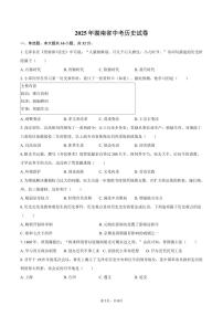 2025年湖南省中考历史试卷（含答案）