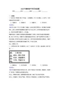 2025年湖南省中考历史真题（附答案解析）
