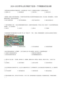 2024~2025学年山东济南历下区初一下学期期末历史试卷（有答案解析）