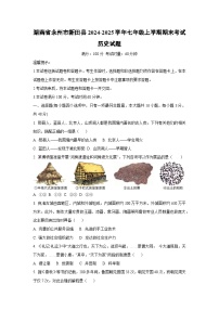 湖南省永州市新田县2024-2025学年七年级上学期期末考试历史试卷（学生版）