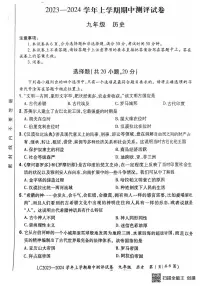 河南省洛阳市宜阳县2023-2024学年九年级上学期期中考试历史试卷