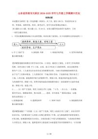 山东省济南市天桥区2024~2025学年九年级上学期期中历史试卷【有答案】