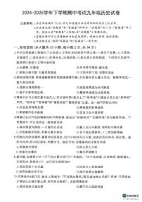 安徽省淮南市凤台县2024-2025学年九年级下学期4月期中历史试题