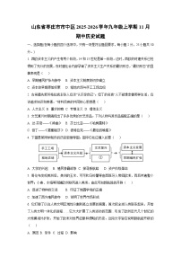 山东省枣庄市市中区2025-2026学年九年级上学期11月期中历史试卷（学生版）