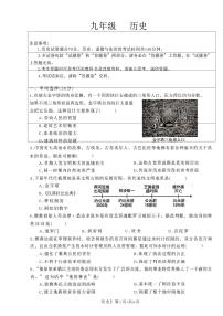 安徽省池州市2025-2026学年九年级上学期11月期中历史试题