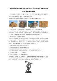 广西壮族自治区钦州市浦北县2025-2026学年九年级上学期11月期中历史试卷（学生版）