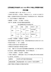 江苏省镇江市句容市2025-2026学年八年级上学期期中测试历史试卷（学生版）