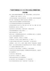 广西南宁市隆安县2025-2026学年九年级上学期期中测试历史试卷（学生版）