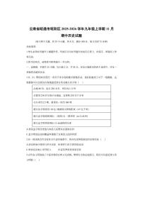 云南省昭通市昭阳区2025-2026学年九年级上学期11月期中历史试卷（学生版）
