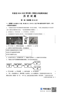 山东省德州市平原县2024-2025学年部编版九年级上学期1月期末历史试题