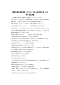湖南省娄底市娄星区2025-2026学年九年级上学期11月期中历史试卷（学生版）