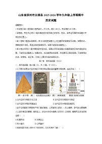 山东省滨州市无棣县2025-2026学年九年级上学期期中历史试卷（学生版）