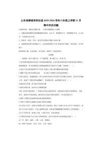 山东省聊城市阳谷县2025-2026学年八年级上学期11月期中历史试卷（学生版）