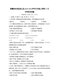 新疆和田地区皮山县2025-2026学年九年级上学期11月月考历史试卷（学生版）