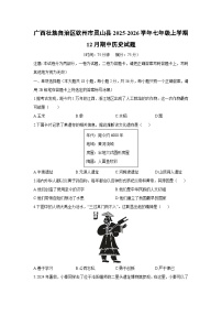 广西壮族自治区钦州市灵山县2025-2026学年七年级上学期12月期中历史试卷（学生版）