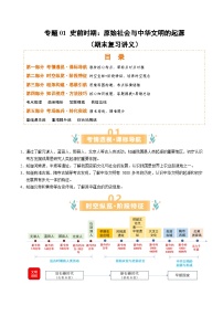 专题01 史前时期：原始社会与中华文明的起源 （期末复习讲义） 初中历史人教版（2024） 七年级上册（原卷版＋解析版）