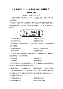 2025-2026学年广东省惠州市九年级上学期期末模拟练习卷历史试卷（学生版）