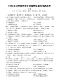 2025-2026学年湖南省龙山县九年级上学期期末历史试卷（含答案）