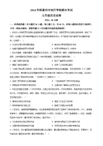 广东省惠州市知行学校九年级上学期期末历史试题（原卷版）-A4