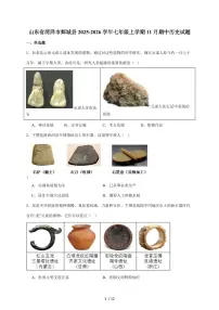 山东省菏泽市鄄城县2025~2026学年七年级上册11月期中考试历史试卷（含答案）