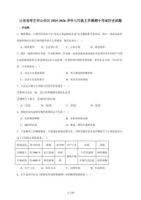 山东省枣庄市山亭区2025~2026学年七年级上册期中考试历史试卷（含答案）