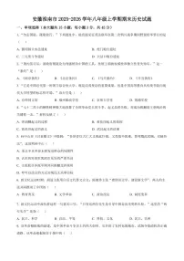 安徽淮南市2025-2026学年八年级上学期期末历史试题（试卷+解析）