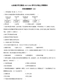 2025-2026学年山东临沂市兰陵县九年级上学期期末质量调研（三）历史试卷（学生版）