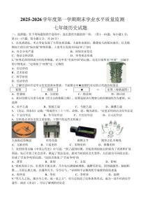 2025-2026学年江苏省连云港市连云区度第一学期期末学业水平质量检测七年级历史试题（含答案）
