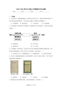 2025~2026学年九年级上学期期末历史部编版复习试题（含答案）