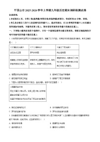 河南省平顶山市2025-2026学年上学期九年级历史期末调研检测试卷（试卷+解析）