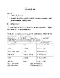 山东省菏泽市牡丹区2025_2026学年八年级上学期期中历史试卷（文字版，含答案）
