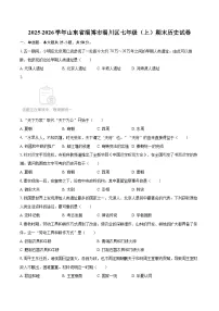 2025-2026学年山东省淄博市淄川区七年级（上）期末历史试卷-自定义类型