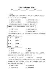统编版2024初中历史七下期中检测卷-有答案解析