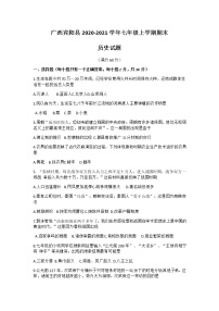 2020-2021学年广西宾阳县部编版七年级上学期期末历史试题Word版（无答案）