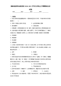 湖南省邵阳市新邵县2020-2021学年九年级上学期期末历史试题（word版 含答案）