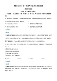 湖南省醴陵市2020-2021学年九年级上学期期末道德与法治试题（含答案）