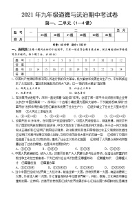 湖南省怀化市新晃县2021-2022学年九年级上学期期中考试道德与法治试题（word版 含答案）