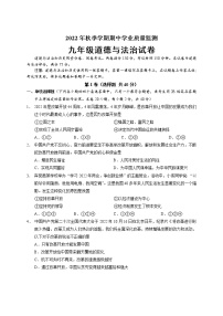 广西南宁地区2022-2023学年九年级上学期期中考试道德与法治试题(含答案)