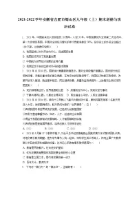 2021-2022学年安徽省合肥市蜀山区九年级（上）期末道德与法治试卷（含答案解析）