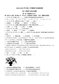 山东省淄博市临淄区2022-2023学年(五四学制)八年级上学期期中道德与法治试题(含答案)