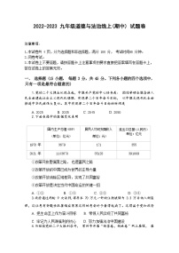 河南省郑州市第十九初级中学2022-2023学年九年级上学期期中考试道德与法治试题（Word版无答案）