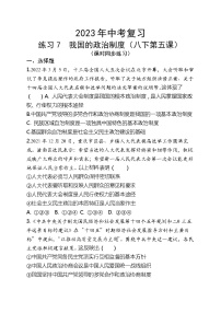 2023年中考道德与法治一轮复习专题练习07 我国的政治制度