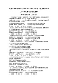 安徽省合肥市包河区2022-2023学年八年级下学期6月期末道德与法治试题（含答案）