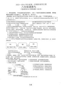 广东省鹤山市2023-2024学年八年级上学期期中考试道德与法治试题