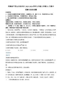 河南省平顶山市汝州市 2023-2024学年九年级上学期11月期中道德与法治试题（解析版）